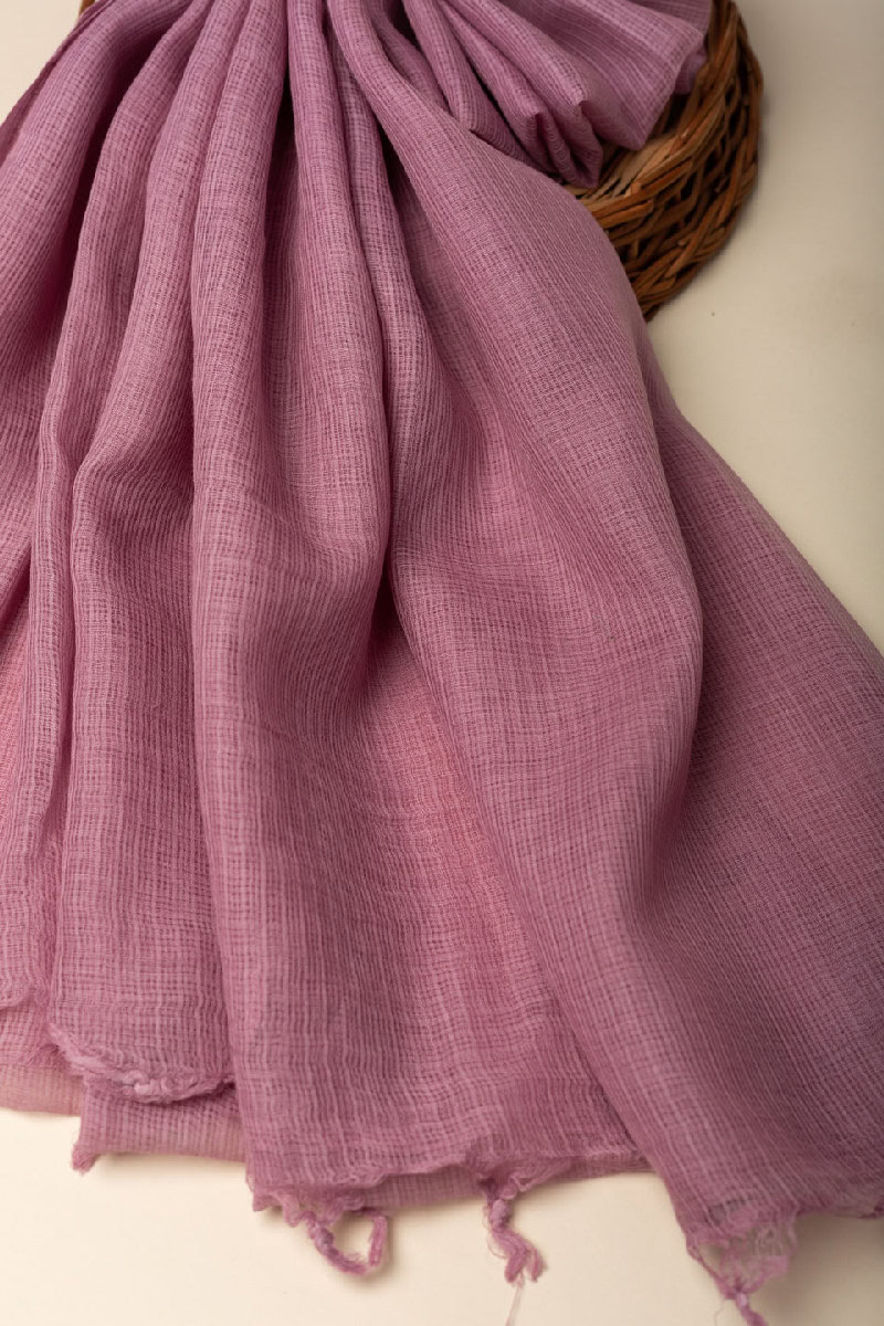 Image for Kusvaa Rndupatta05 Multi Color Cotton Kota Doria Dupatta Lilac Side