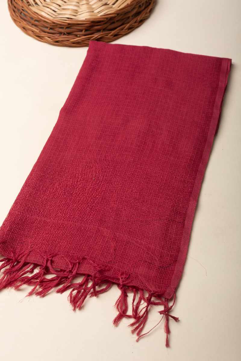 Image for Kusvaa Rndupatta05 Multi Color Cotton Kota Doria Dupatta Maroon Featured