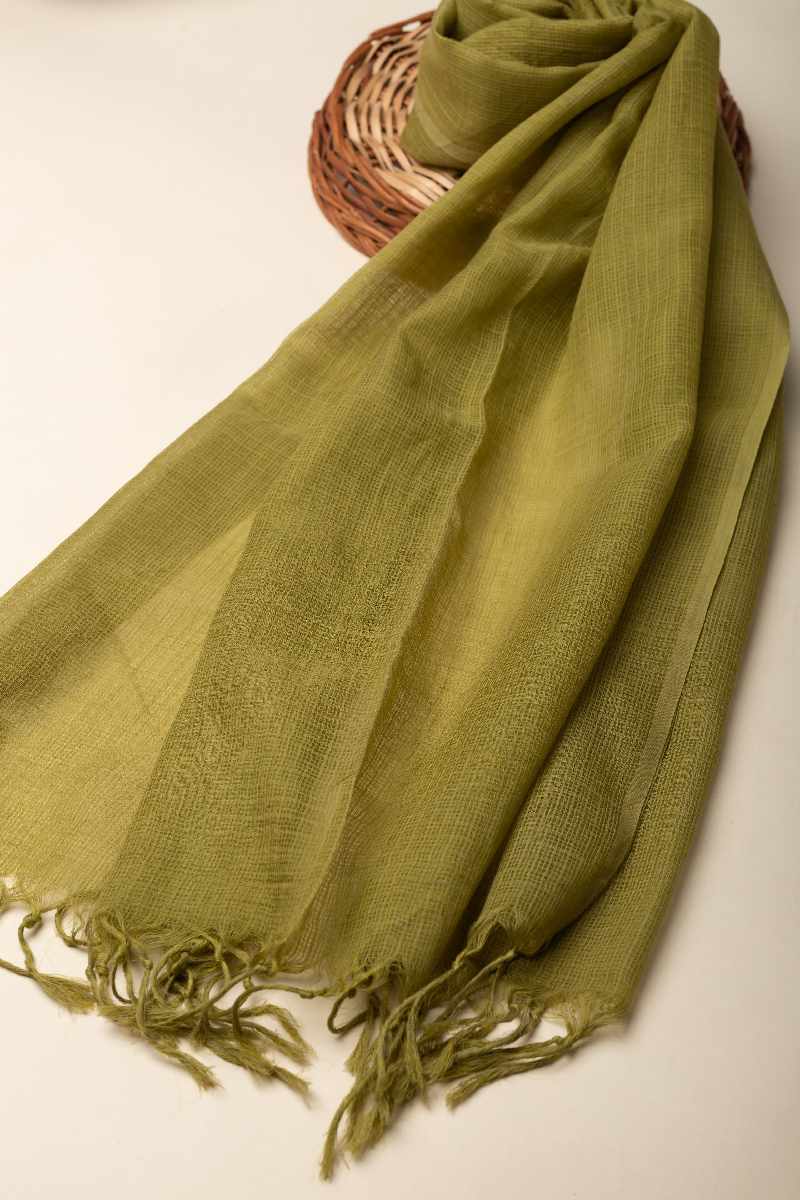 Image for Kusvaa Rndupatta05 Multi Color Cotton Kota Doria Dupatta Mehendigreen Front