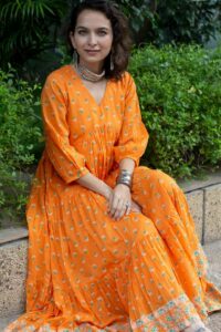 Image for Kusvaa Ws1056 Sashriti Cotton A Line Dress Sitting