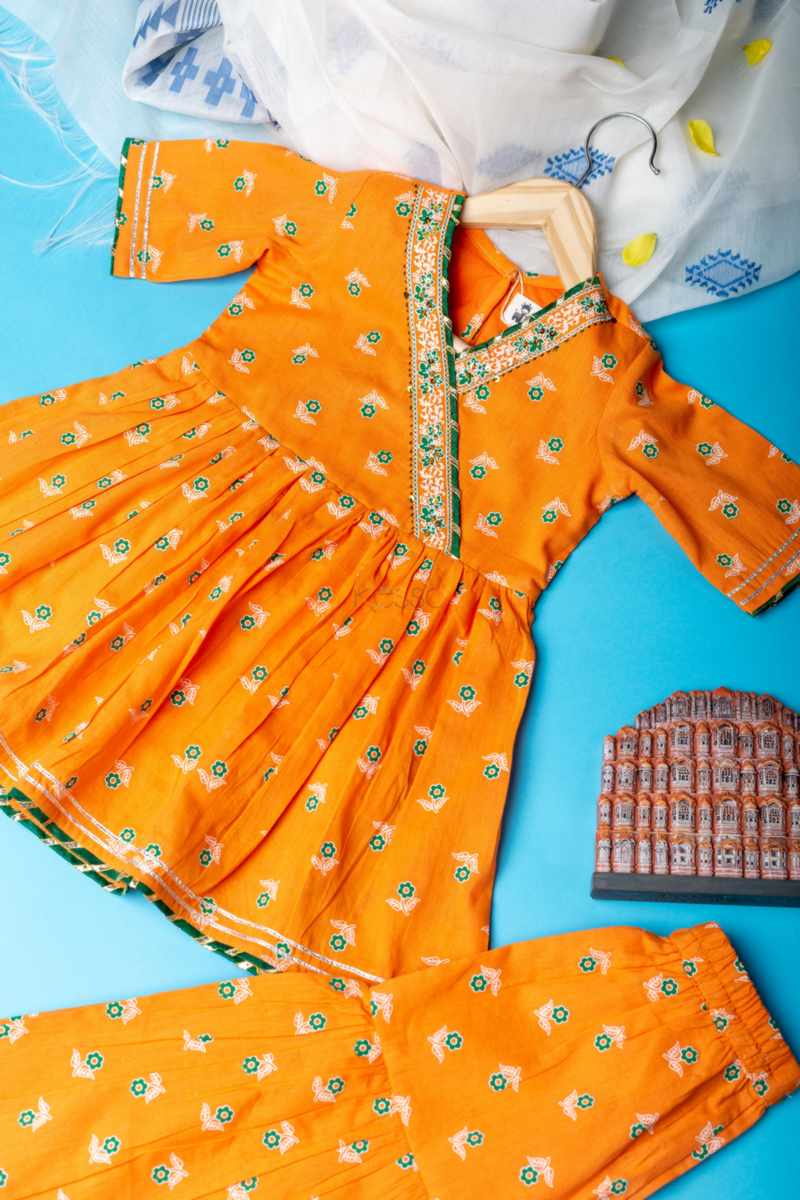 Image for Kusvaa Wsk67 Ura Girls Cotton Kurta Sharara Set Front