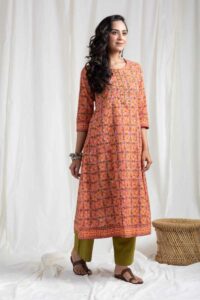 Image for Kusvaa Wsr431 Advika Cotton Handblock Kurta Featured