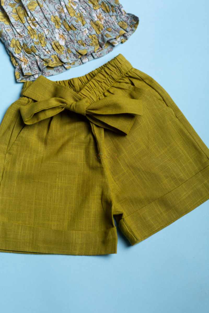 Image for Kusvaa Mbe120 Noshi Cotton Girl's Top Short Set Front