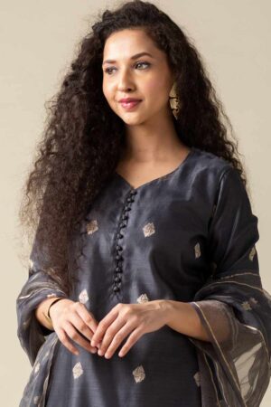 Image for Ne254 Bhavika Chanderi Straight Kurta Sitting New