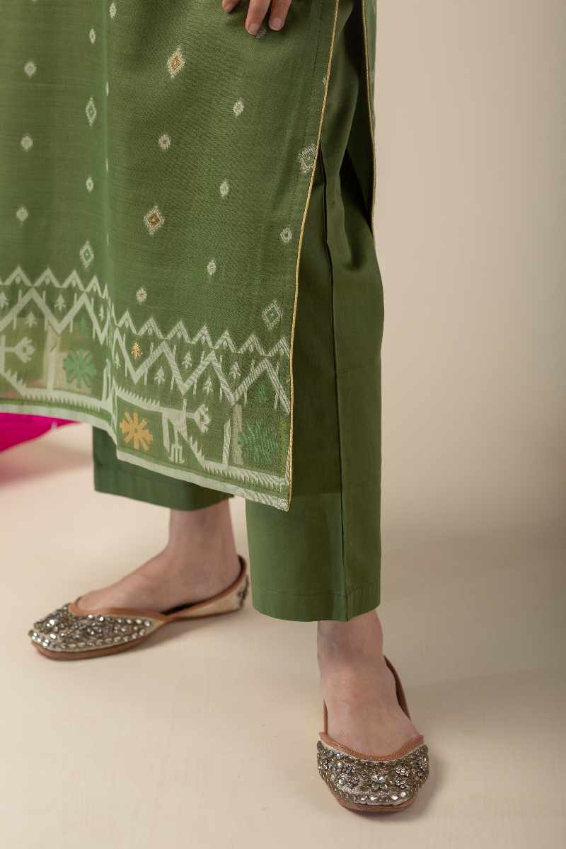 Image for Kusvaa Cood010 Samiya Chanderi Kurta Pant Set Neck New