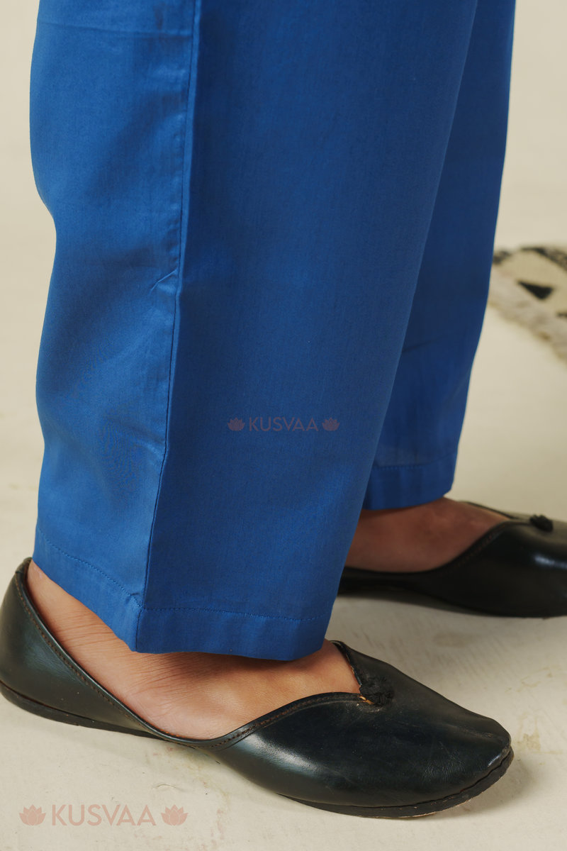 Image for Kusvaa Pnt004 Multi Color Cotton Satin Pant Blue Closeup