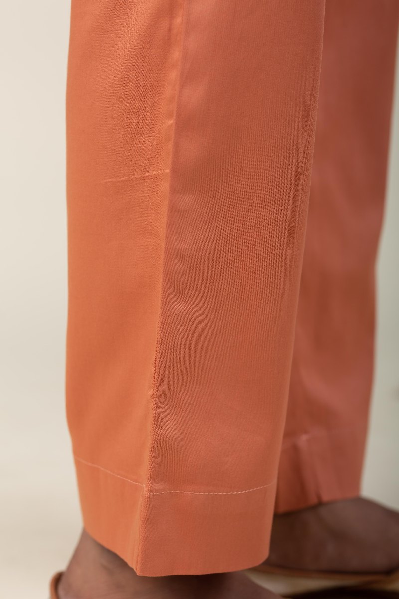 Image for Kusvaa Pnt004 Multi Color Cotton Satin Pant Coralorange Closeup