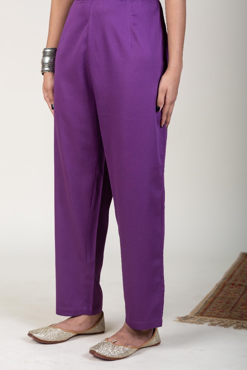 Image for Kusvaa Pnt004 Multi Color Cotton Satin Pant Darkpurple Featured
