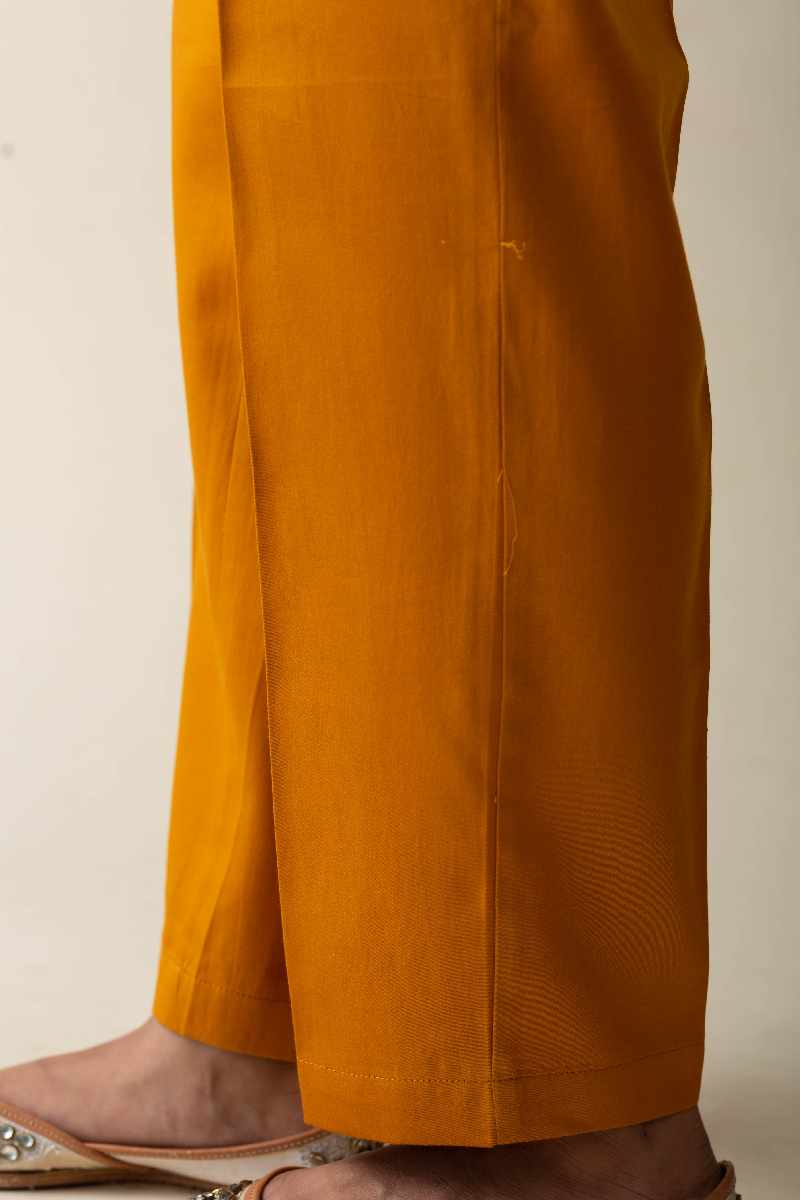 Image for Kusvaa Pnt004 Multi Color Cotton Satin Pant Mustard Front