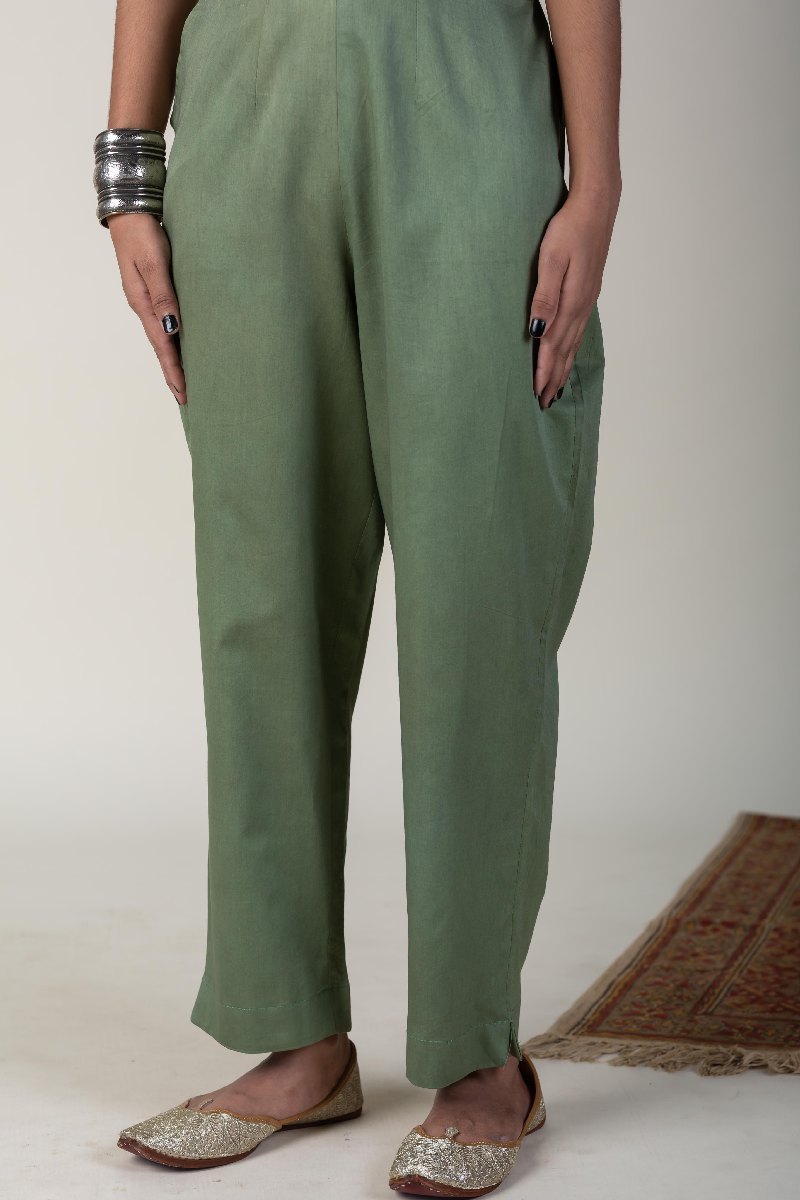 Image for Kusvaa Pnt004 Multi Color Cotton Satin Pant Olivegreen Front