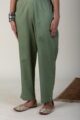 Image for Kusvaa Pnt004 Multi Color Cotton Satin Pant Olivegreen Side