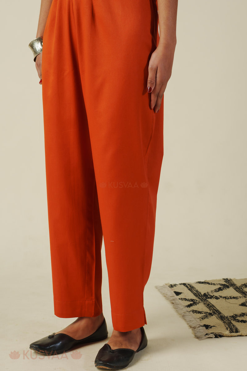 Image for Kusvaa Pnt004 Multi Color Cotton Satin Pant Rust Front