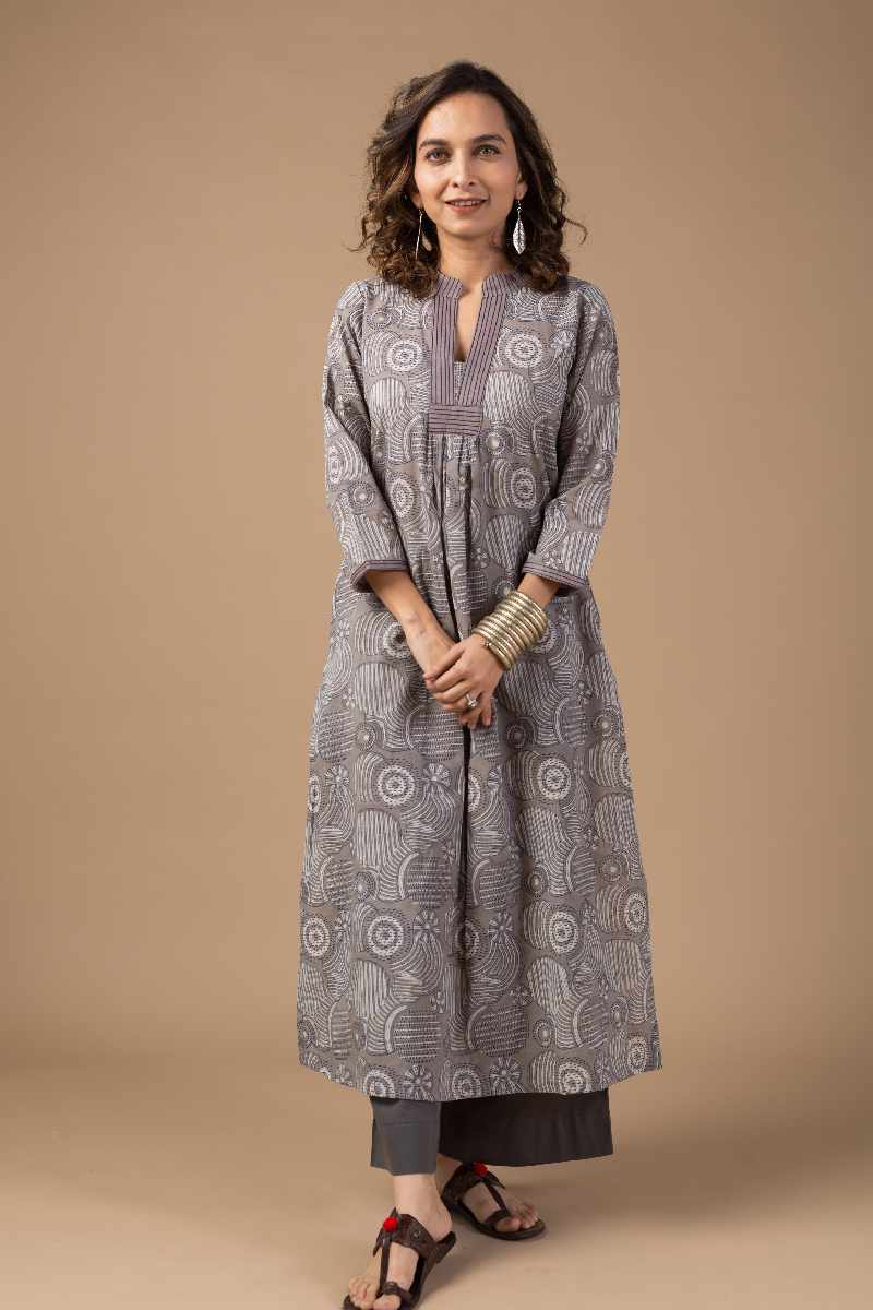 Krithanya - jaal handblock printed organic cotton 2 pc kurta set