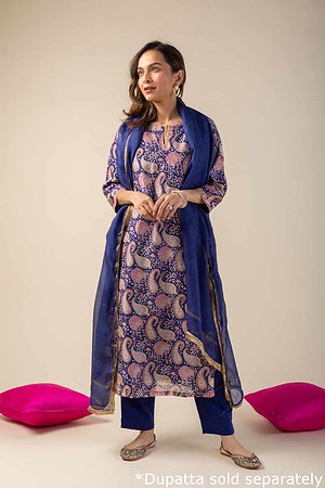Image for Kusvaa Wkr025 Mrinalini Chanderi Kurta Neck New