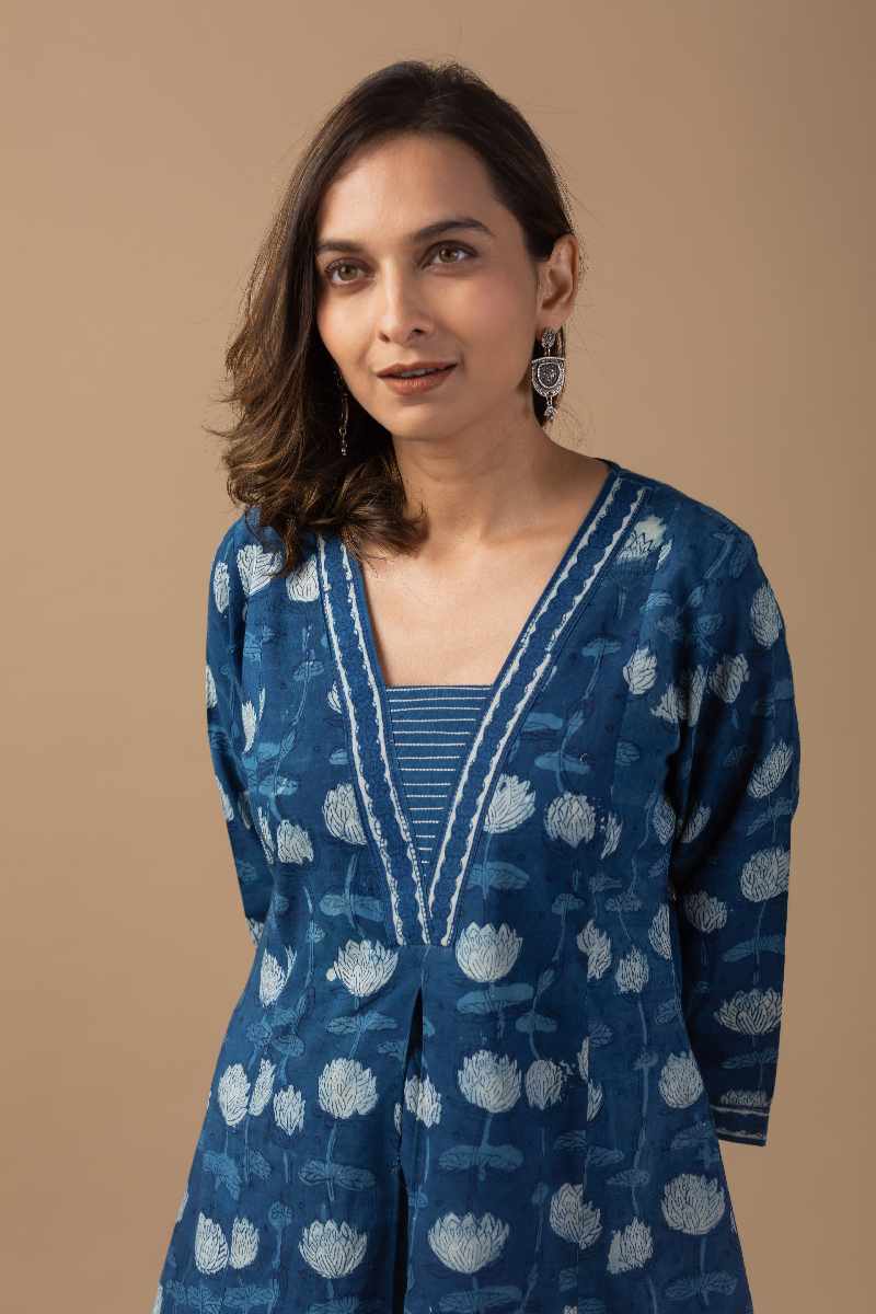 Image for Kusvaa Wkr059 Nisha Cotton Handblock Kurta Featured New