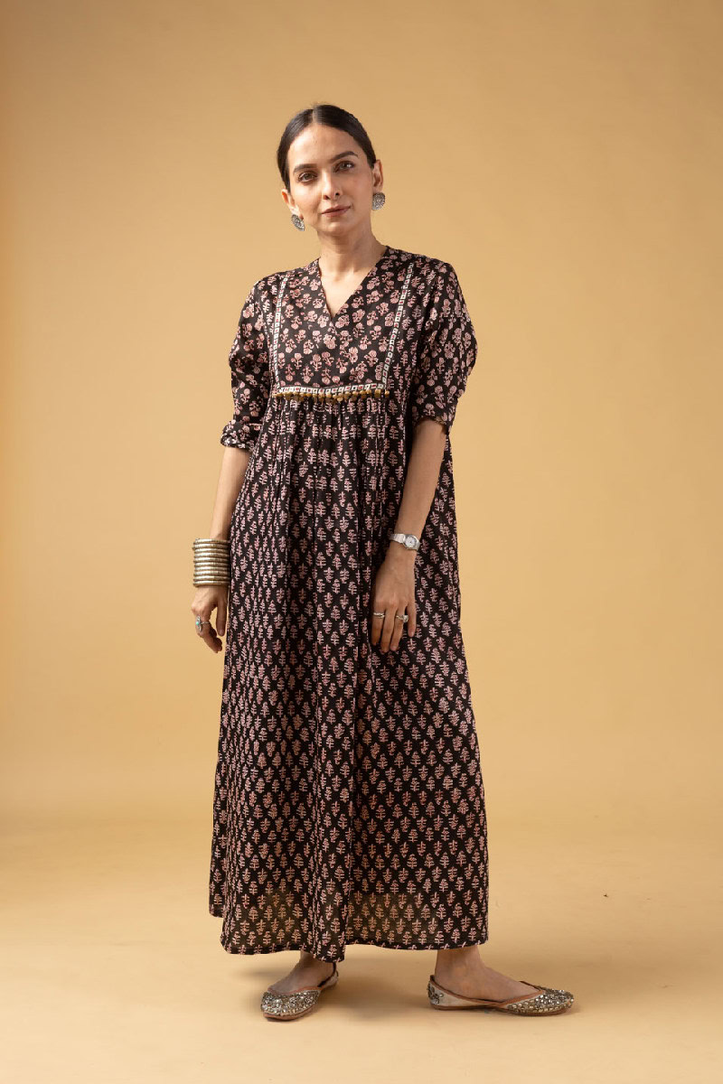 Image for Kusvaa Dr017 Reema Handblock Cotton Dress Pattern