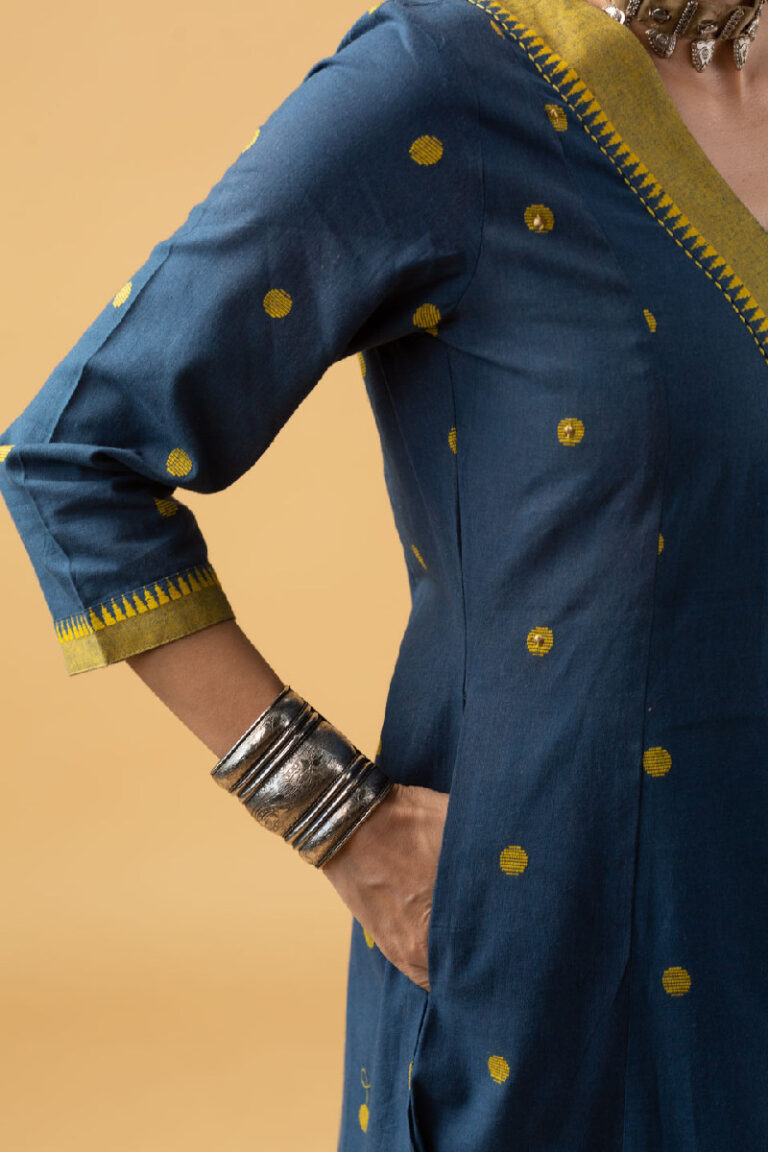 EC082 – Printed Accoba Kurti Set with Piping Detailing & Cotton Pencil Pant