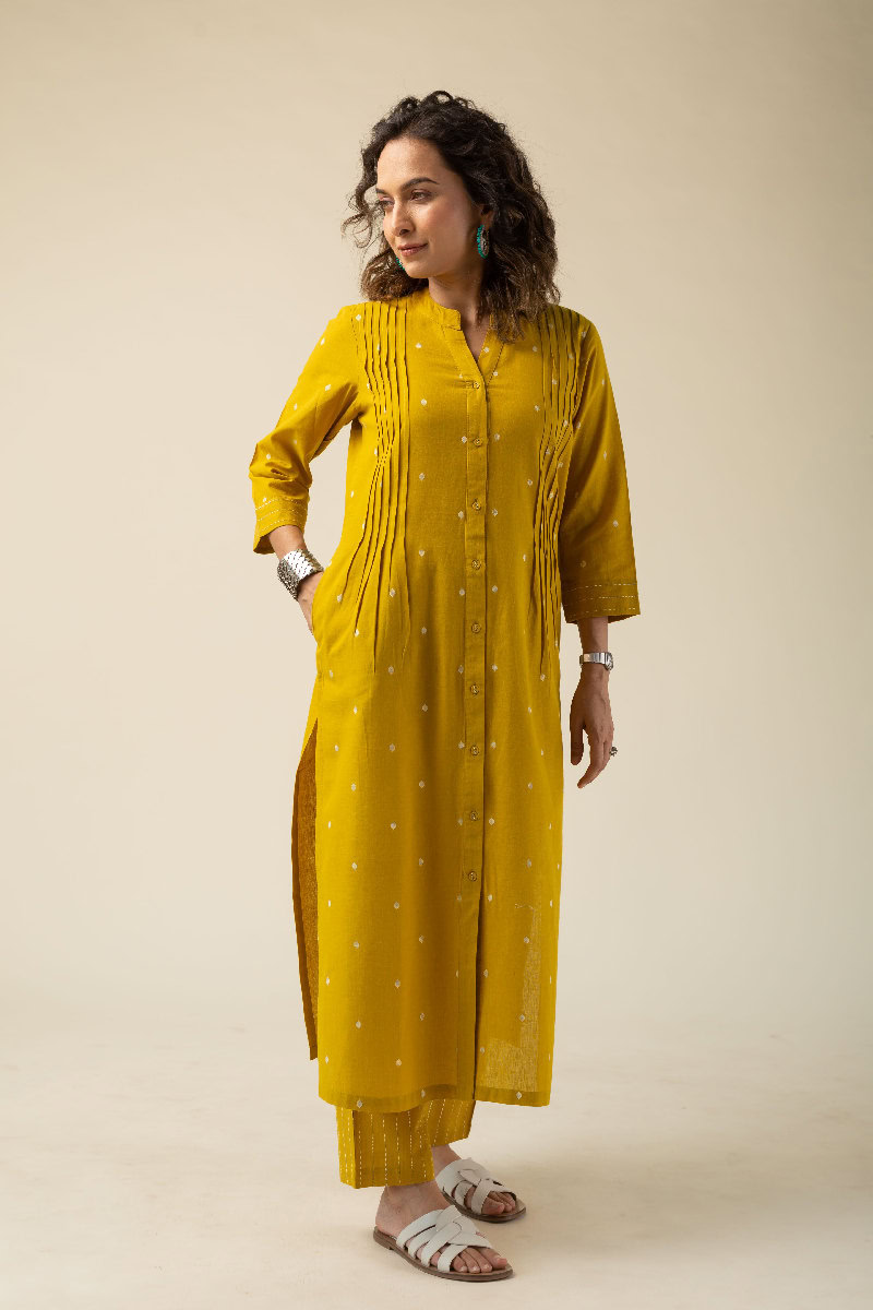 Suma Supima Cotton Orange Kurta With Cosette Pant