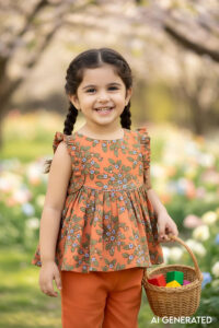 Image for Kusvaa Grw077 Lekisha Cotton Girls Top Short Set Model