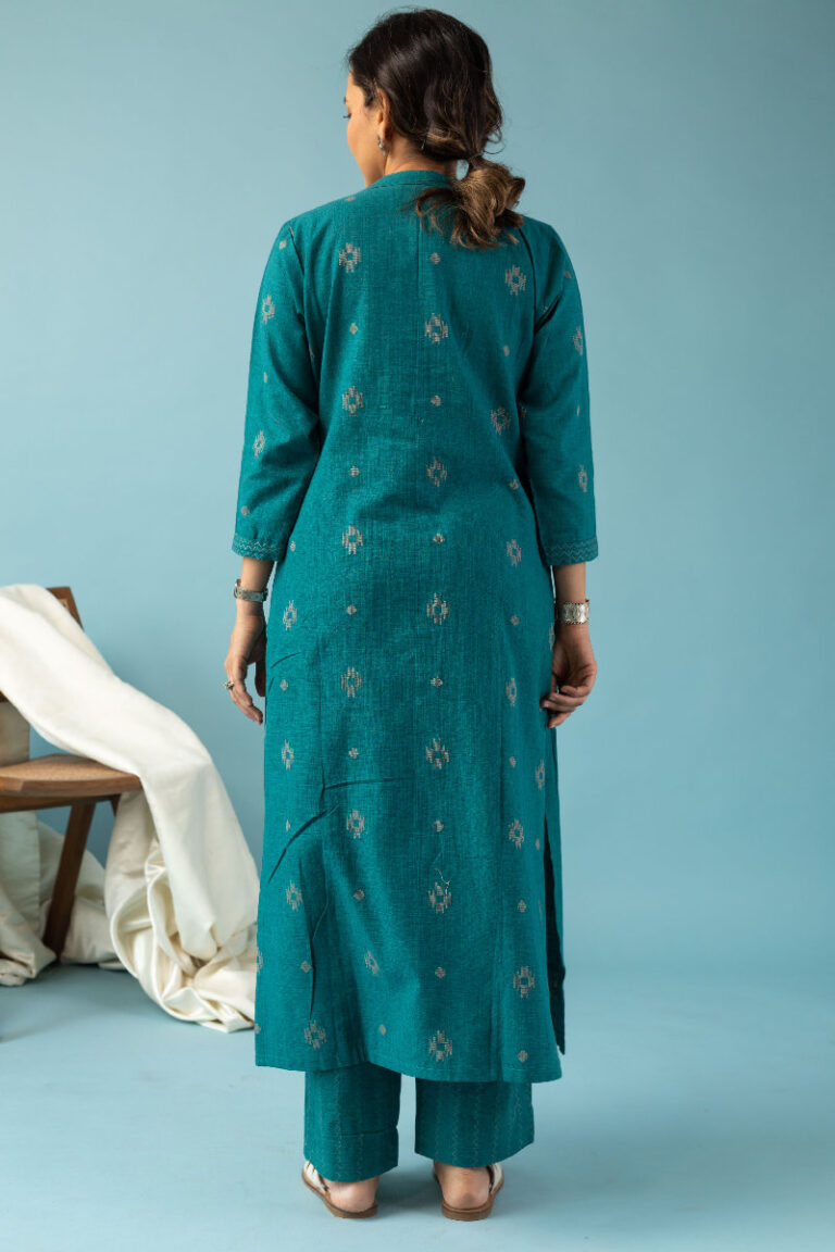 Patch Work Kurta And Solid Pant Set