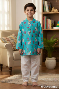 Image for Kusvaa Byw035kurta Advait Cotton Boys Kurta Pant Set Model