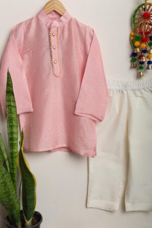 Image for Kusvaa Byw055 Mourya Chanderi Boys Kurta Pant Set Featured