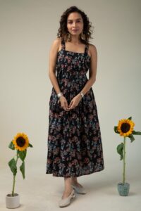 Image for Kusvaa Dr064 Lavitha Cotton Handblock Dress Front New