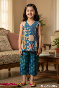Image for Kusvaa Grw081 Tanmayi Cotton Girls Kurta Pant Set Model