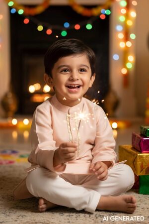 Image for Kusvaa Byw058 Hari Chanderi Boys Kurta Model