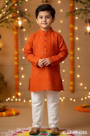 Image for Kusvaa Byw064 Asik Cotton Mulmul Boys Kurta Pant Set Model