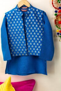 Image for Kusvaa Byw065 Hridev Brocade Silk Boys Kurta Jacket Set Featured