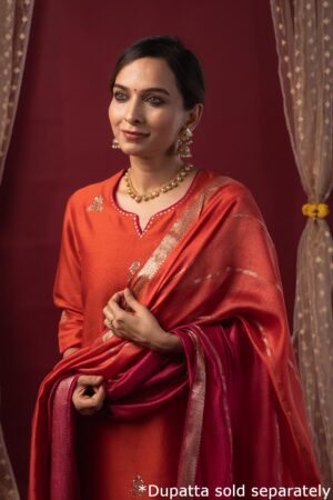 Image for Kusvaa Cood109 Svaksi Chanderi Cotton Kurta Pant Set Featured