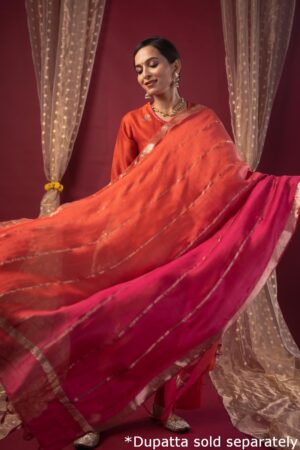 Image for Kusvaa Cood109 Svaksi Chanderi Cotton Kurta Pant Set Front