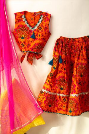 Image for Kusvaa Grw096 Inneisha Cotton Girls Skirt Top And Dupatta Set Front