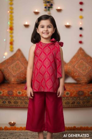 Image for Kusvaa Grw105 Shivayana Cotton Girls Kurta Pant Dupatta Set Model