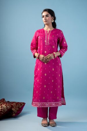 Image for Kusvaa Wkr214 Aarna Chanderi Jamdaai Kurta Pattern