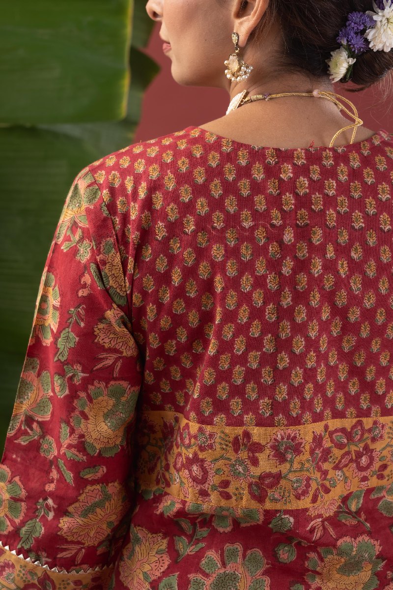 Image for Kusvaa Wkr215 Ahani Cotton Handblock Print Kurta Back