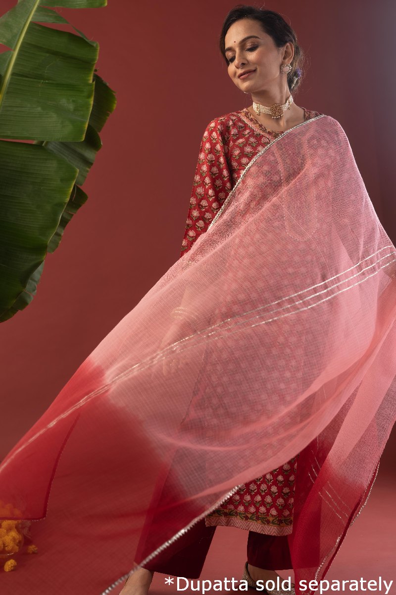 Image for Kusvaa Wkr217 Anvitha Cotton Handblock Print Kurta Back