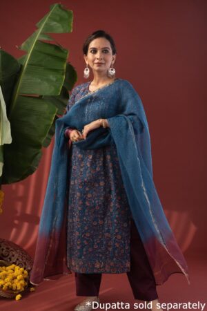 Image for Kusvaa Wkr218 Yukta  Cotton Handblock Print Kurta Pattern