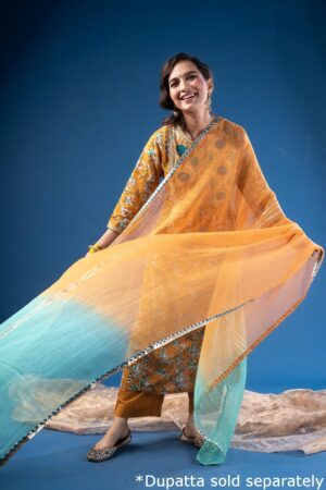 Image for Kusvaa Wkr221 Eidha Cotton Handblock Print Kurta Sleeves