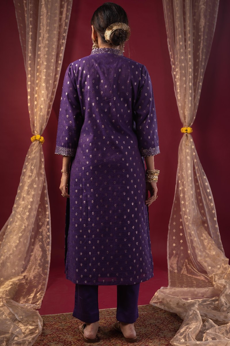 Image for Kusvaa Wkr222 Sia Chanderi Straight Fit Kurta Neck