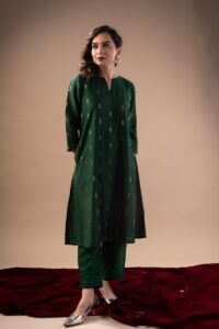 Image for Kusvaa Cood115 Pransi Cotton Silk Kurta Pant Set Closeup