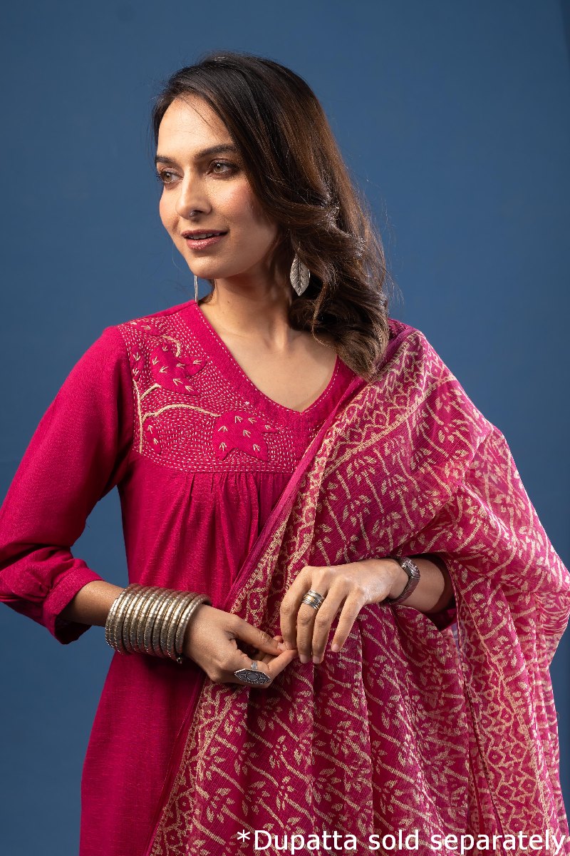 Image for Kusvaa Cood118 Sejal Handloom Cotton Kurta Pant Set Featured