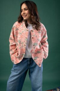 Image for Kusvaa Jak015 Abhira Handblock Full Sleeves Jacket Closeup