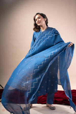 Image for Kusvaa Kds027 Amrita Tussar Kurta With Dupatta Set Side