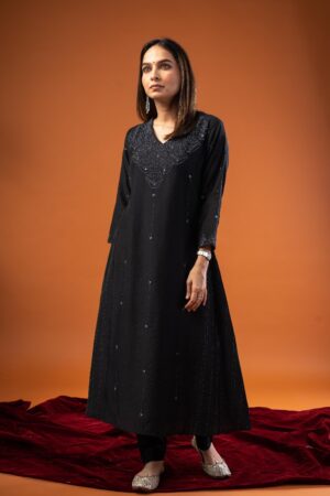 Image for Kusvaa Wkr239 Sohvi Chanderi A Line Kurta Side