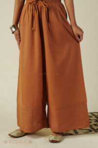 Image for Kusvaa Plz005 Nainika Cotton Palazzo Brown Closeup 2