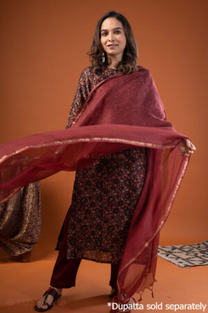 Image for Kusvaa Wkr251 Aurika Chanderi Straight Kurta Sleeves