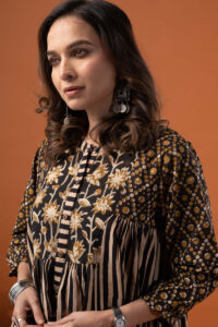 Image for Kusvaa Dr080 Shyatesa Handblock Cotton A Line Dress Featured