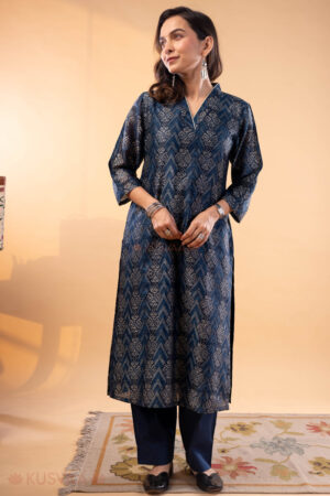 Image for Kusvaa Wkr278 Shravya Chanderi Straight Kurta Front New